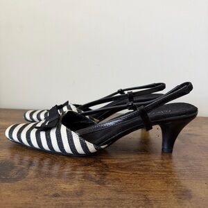 AEROSOLES Black and White Striped Heels